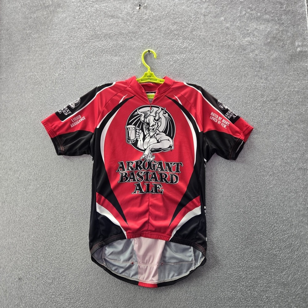 Canari Men Shirt M Red Graphic Print Arrogant Bastard Ale Cycling Jersey Logo